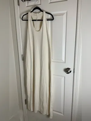 Title: NWT Zara Ecru White 100% Cotton Racerback Maxi Dress Size M thumbnail 2