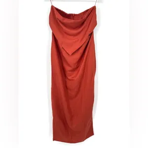 Revolve Rumer Roam Bandana‎ Maxi Linen Chocolate Brown Cutouts Dress Med NWT thumbnail 5