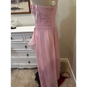 Davids Bridal Pink Strapless Chiffon Sweetheart Maxi Dress‎ Gown Size 6 F15612 thumbnail 4