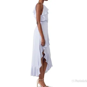THE JETSET DIARIES‎ Purple Satin Midi Skirt Draped Ruffle Thigh Slit Large New thumbnail 10