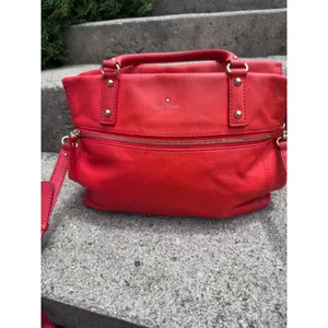 Kate Spade New York Red Pebbled Leather Satchel Crossbody Bag Gold Hardware thumbnail 2