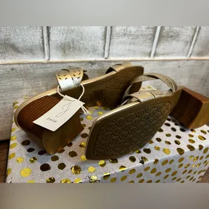 NWT JOIE Soft Gold Heeled Sandal‎ Society size 9.5 thumbnail 6