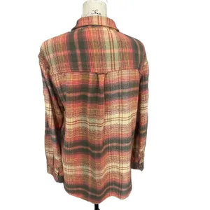 American Eagle Green Orange Plaid Fleece Flannel Oversized Button-down Shirt XS thumbnail 10