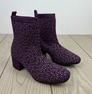 Kenneth Cole Reaction Women's Rida Stretch Jewel Dress Booties 7.5W Purple $109 thumbnail 1