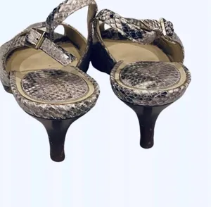 Cole Haan Nike Air Slingback Reptile Snakeskin Heels Peep Toe 10 Neutral Tan thumbnail 3