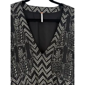 Free People Love Your Chaos Mini Tunic Dress Black Metallic Size Medium Boho thumbnail 6