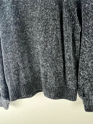LOFT Black Wash Chenille Mock Neck Long Sleeves Sweater Size Large Cozy Casual thumbnail 8