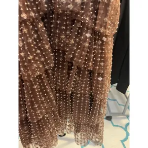 Chocolate Brown Sequin Tiered Ruffle Mini Dress V-Neck Adjustable‎ Straps thumbnail 3
