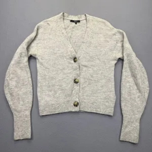 Quince‎ Womens Merino Wool Baby Alpaca Blend V-Neck Cardigan Gray Size M LK001 thumbnail 1