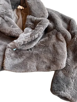 Song of Style Faux Fur Coat Brown Cropped Length Jacket Vegan Size Small Women's thumbnail 5