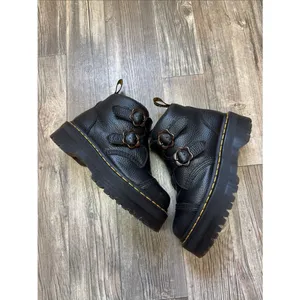 Dr Martens Devon Flower Platform Boots Black Leather Buckle EU39 US8 thumbnail 6