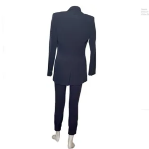 EXPRESS Blue Pantsuit Dark Navy Pants Double Breasted Blazer Jacket Size Small thumbnail 2
