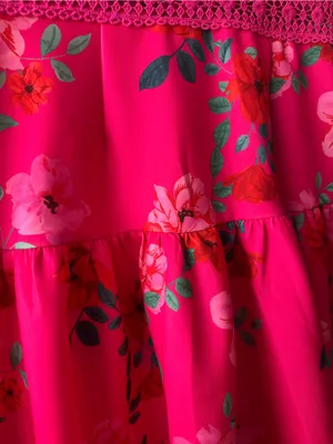 Alexia Admor Pink Floral Tiered Mini Dress Lace Trim Size Small 4 thumbnail 2