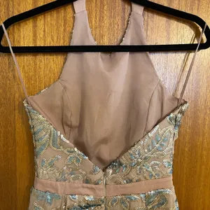 Dress the Population Beige Floral Abbie Halter Mini Dress - Small thumbnail 6
