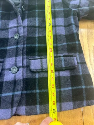 Vtg Woolrich Women M Purple Black Plaid Wool Jacket Quilted Sherpa Collar‎ Coat thumbnail 8