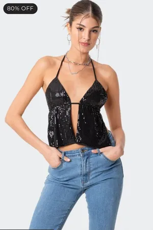 Edikted Black Sequin Top thumbnail 1