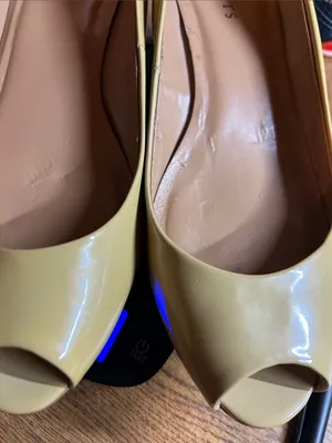 Talbots Tanish Patent Peep-Toe Flats Size 10-1/2 M with 1-1/2” Wedge Heel thumbnail 2
