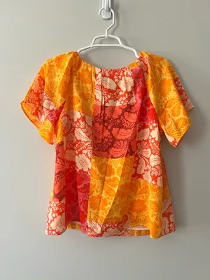 Ann Taylor Women’s Floral Orange Short Sleeve Blouse Size Small thumbnail 7