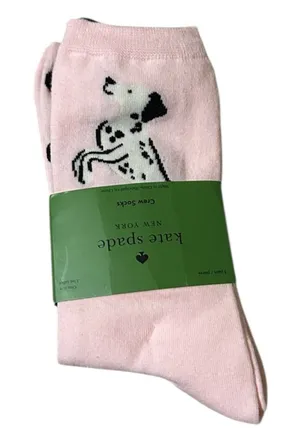 Kate Spade 3 Pack Crew Socks w/Dog Design, Pink Polka Dot & Black with Spades thumbnail 1