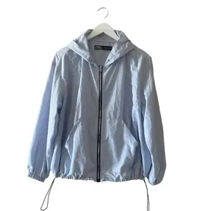 Zara Hooded Wind Proof Jacket Light Blue SZ M # 1646 thumbnail 2