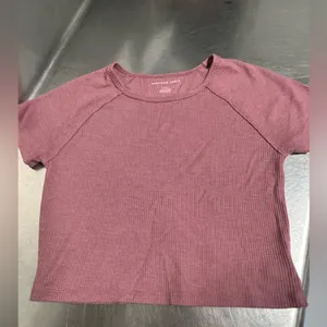 American Eagle Women’s Pink Short Sleeve Waffle Knit Top - Medium - VGUC thumbnail 3