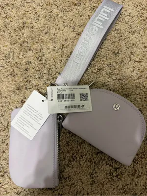 NWT Lululemon Dual Pouch Wristlet Metallic Wordmark - Faint Lavender thumbnail 4