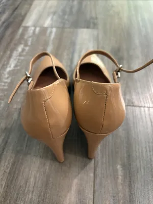 NEW MAEVE The Sibley Mary Jane Patent Leather Wedge Heels In Beige Size 39 thumbnail 8