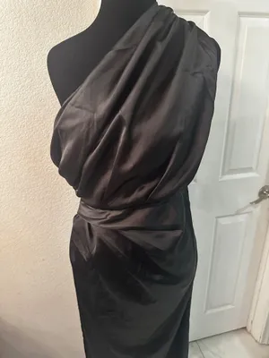 Petal & Pup Maxi Dress Black Nadia One-Shoulder Satin 6 thumbnail 9