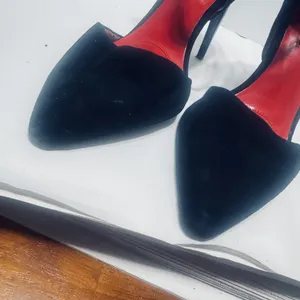 Charles Jourdan Paris‎ Heels sz 9 Black Velvet d'orsay Stilettos dress shoes thumbnail 8