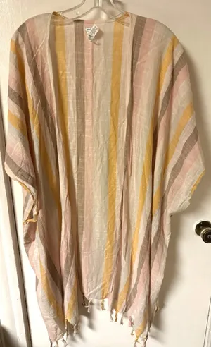Aerie Women's Lightweight Neutral Colored with Fringe OS‎ Shrug 100% Cotton thumbnail 1