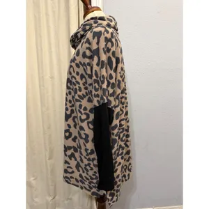 Honeyme Curvy XL Tunic‎ Top Leopard Print Cowl Neck Black Colorblock Sleeve USA thumbnail 2