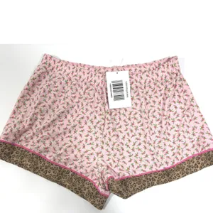 PJ Salvage x PQ Swim Pink Floral Leopard Trim Pajama shorts Small thumbnail 2