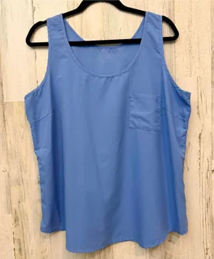 Women’s Size XL (16–18) Blue Sleeveless Pocket Blouse Tank Top thumbnail 1