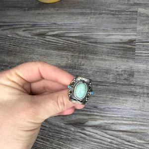 Turquoise Womens Adjustable Ring Bulky Western Blue Stones Silver One Size OS thumbnail 2