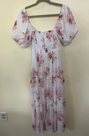 NEW Altar’d State White & Pink Floral Maxi Dress Size Small NWT thumbnail 1