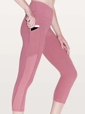 Lululemon Ready To Race Moss Rose Pink 21” Crop Leggings Size 12 thumbnail 2