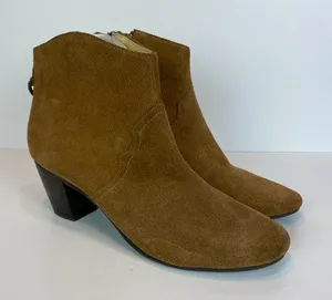 Donald J. Pliner DMSX Ankle Booties 8 Brown‎ Suede Leather Zip Annie Boots Women thumbnail 1