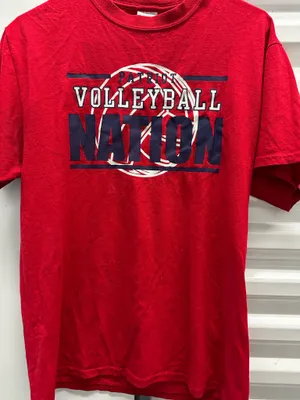 Red t-shirt with Volleyball Nation design. Size M thumbnail 2