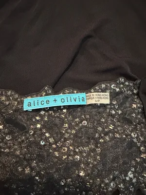 ALICE + OLIVIA sheer black tank with beaded details on back thumbnail 5