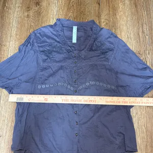 Free People Purple‎ Embroidered Lace Lagenlook Blouse Small Boho New Romantics thumbnail 5