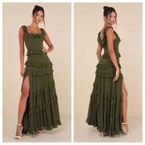 Lulus Compelling Romantic Olive Green Ruffled Tiered Maxi Dress thumbnail 2