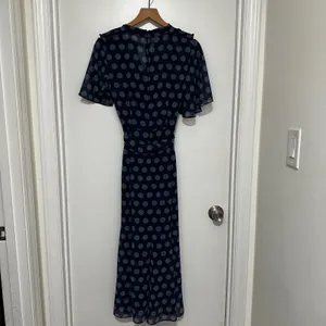KEEPSAKE THE LABEL |‎ Navy Polka Dot Ruffle Pleated Passion Midi Dress, Size 4 thumbnail 5