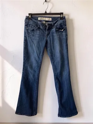 Charlotte Russe Low Rise Flare Jeans Y2K Dark Wash Size 2S thumbnail 3