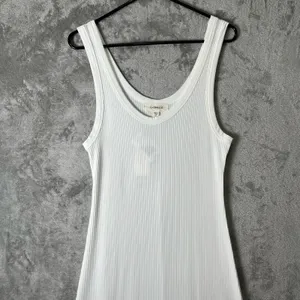 L*SPACE Jenna Ribbed Flowy Midi Dress‎ Cream Resortwear Beachy Minimalist LG New thumbnail 2