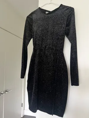 Black Long-Sleeve Sparkle Bodycon Dress thumbnail 6