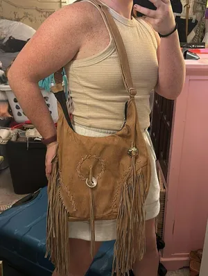 Cow Leather Purse Western Tan & Silver Embellishment Purse thumbnail 6