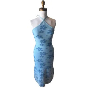 Revolve Finders Keepers Y2k Blue Fuzzy Poppy Floral Bodycon Midi Dress Retro 4 thumbnail 2