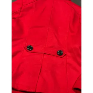 Celebrity pink Vibrant Red Double-Breasted Peacoat Wool Blend Winter‎ Coat thumbnail 7
