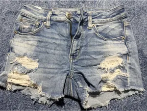 American Eagle Distressed Denim Shorts Size 0 thumbnail 2