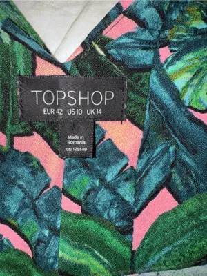 Topshop Pink Playsuit with Green Tropical Leaf Print thumbnail 5